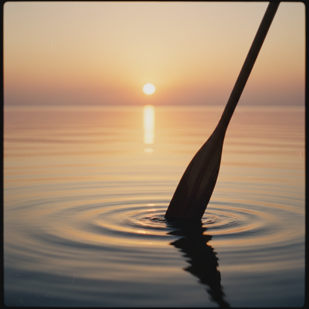Create a cinematic video of a woman finding inner peace paddling at sunset. Create a cinematic video of a woman finding inner peace paddling at sunset.