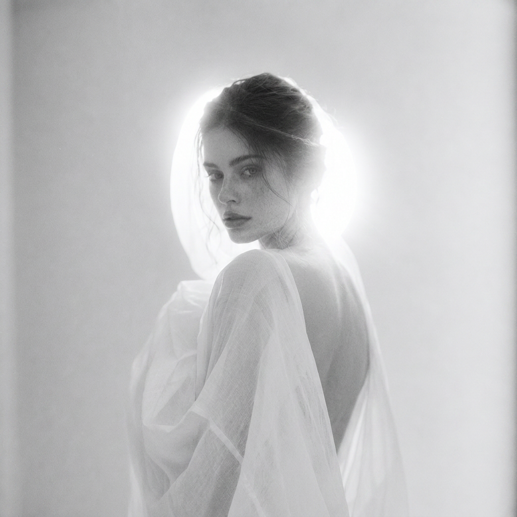Black and White Portrait Photograph of Woman