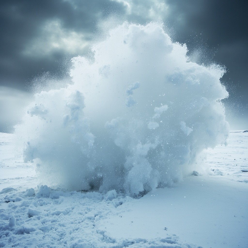 Extreme Winds Blowing Snow in Dark Blizzard