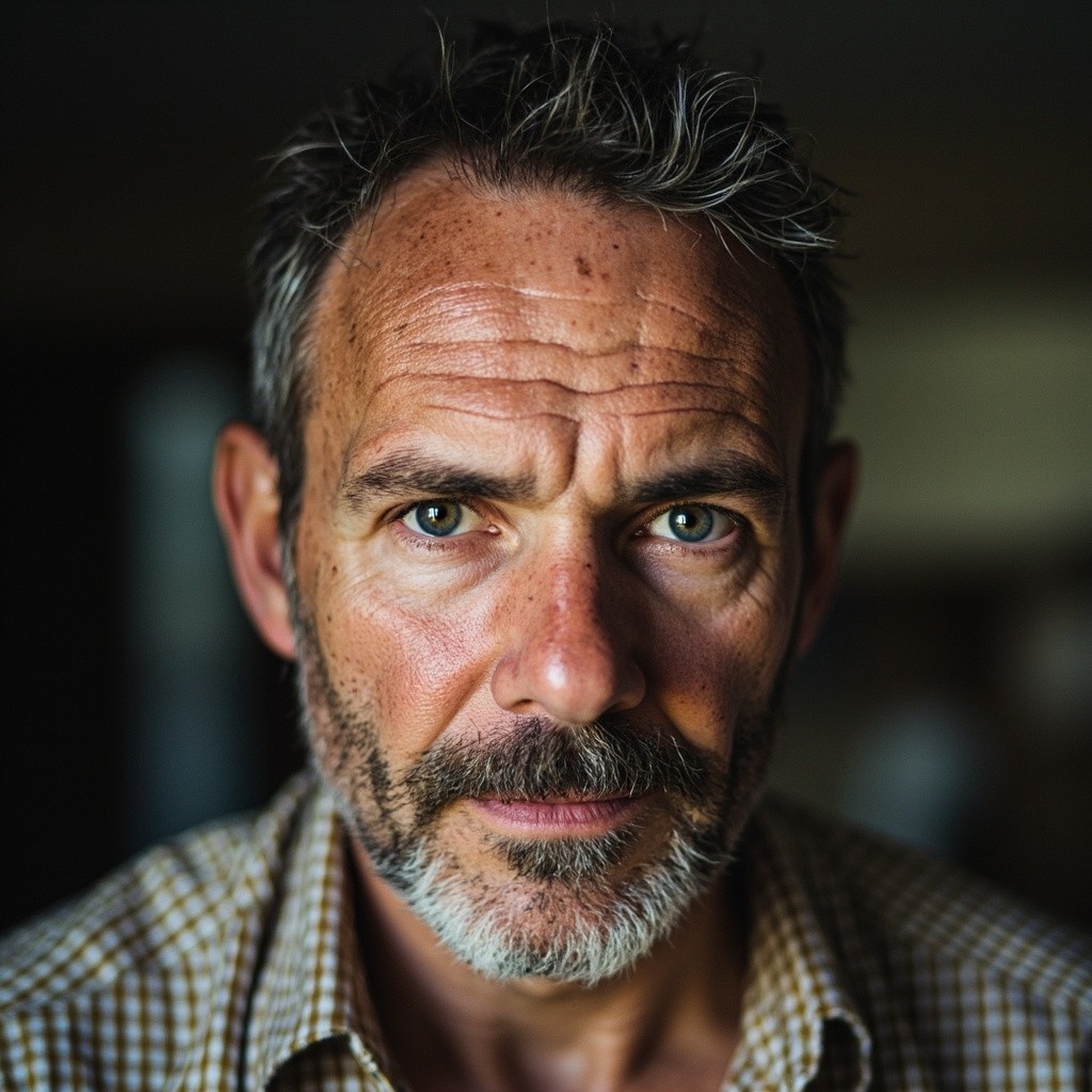 Fair-skinned European Man with Freckles and Dark Hair