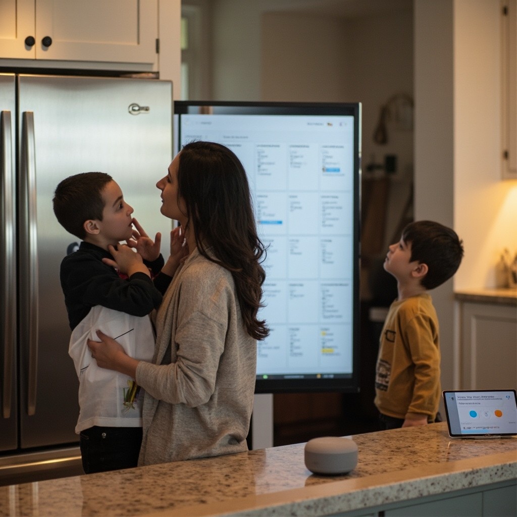 Family Using Smart Home Automated Systems