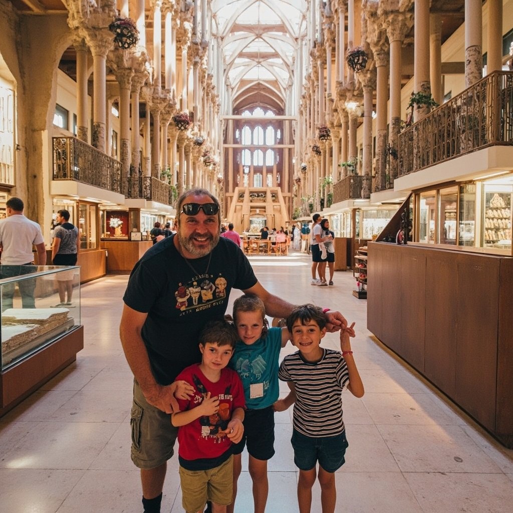 Family Visiting Sagrada Familia in Barcelona
