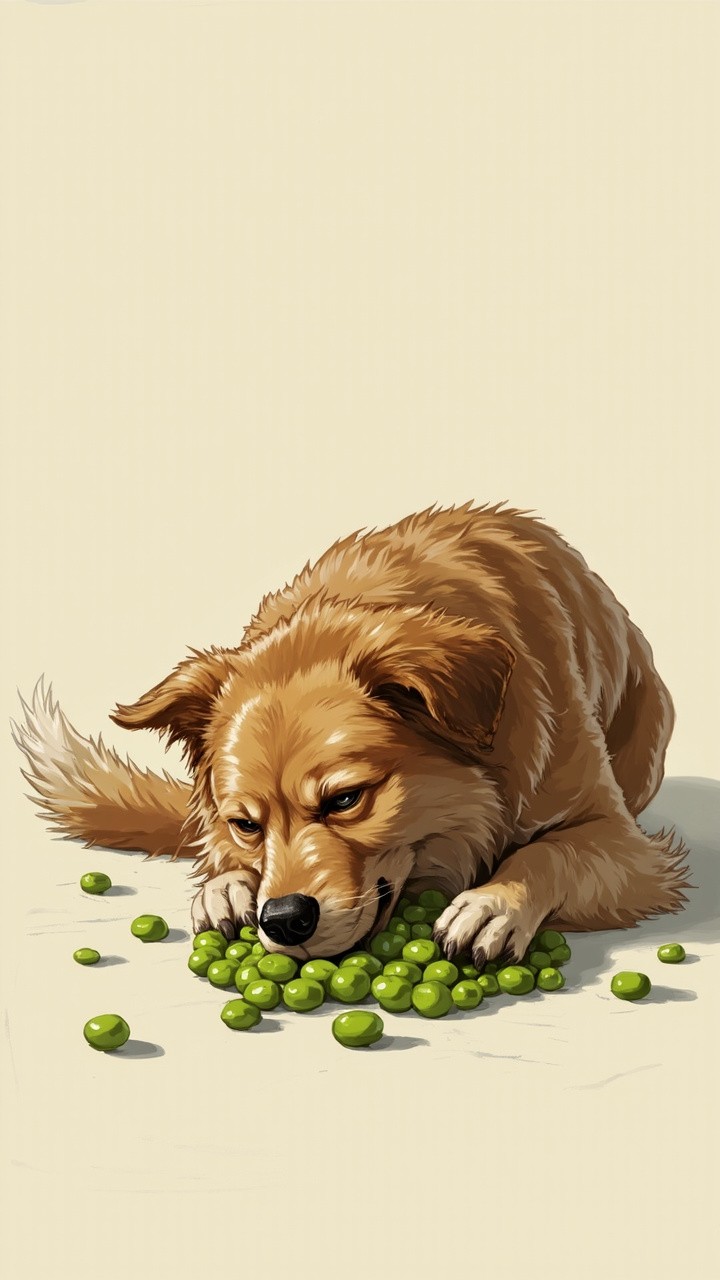 Fantasy Dog Fainting Mid-Pea Meal Illustration