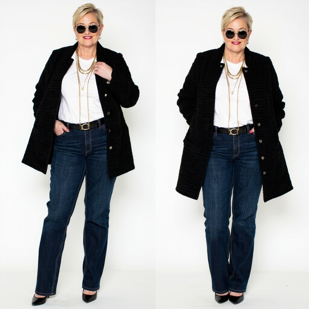 Fashionable Woman in Varied Jacket Lengths