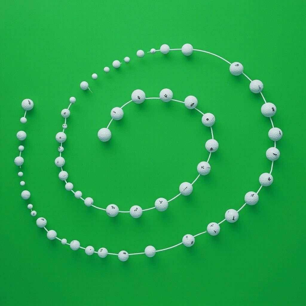 Fibonacci Sequence with White Golf Balls on Green