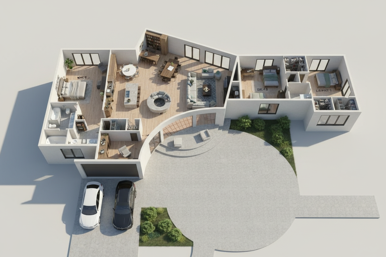 Explore a detailed floor plan blueprint for architecture design ...