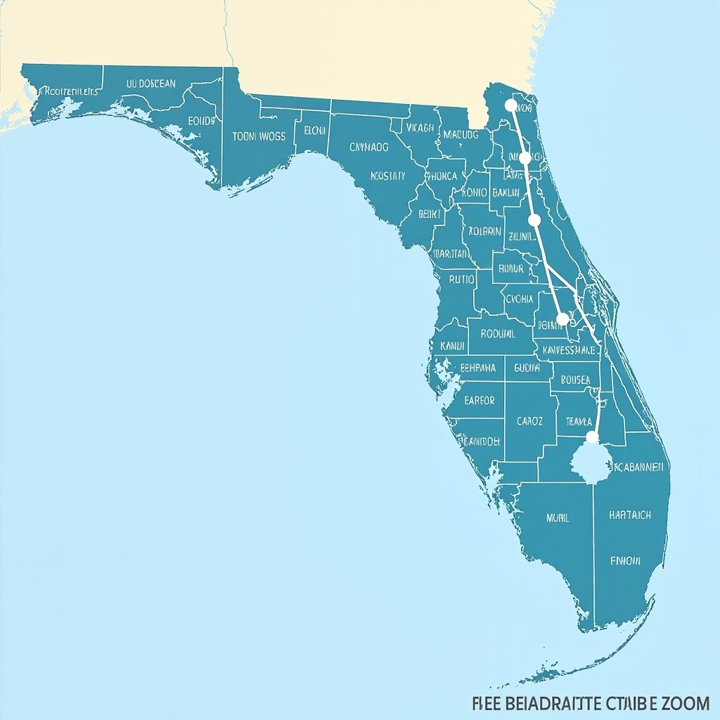 Florida Map Zooming Towards the Bermuda Triangle