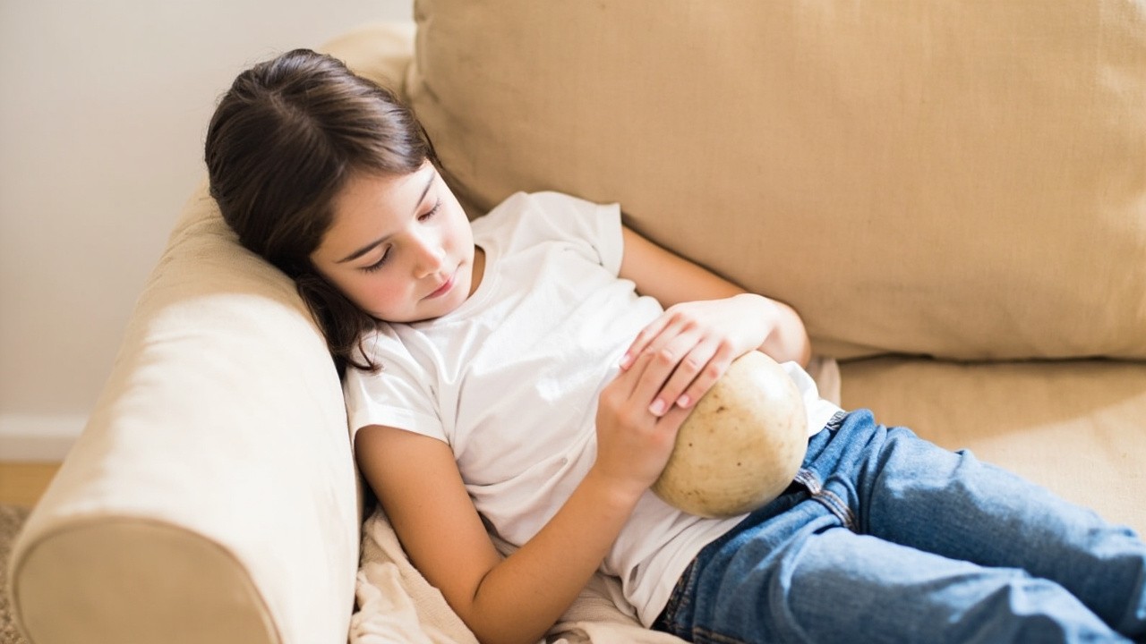 Girl Holding Sphere on Couch