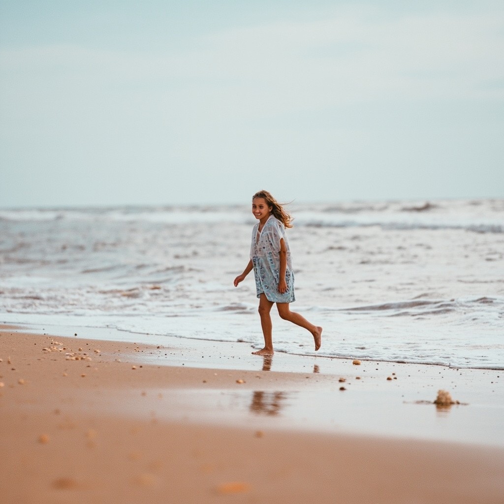 Girl Walking on the Beach