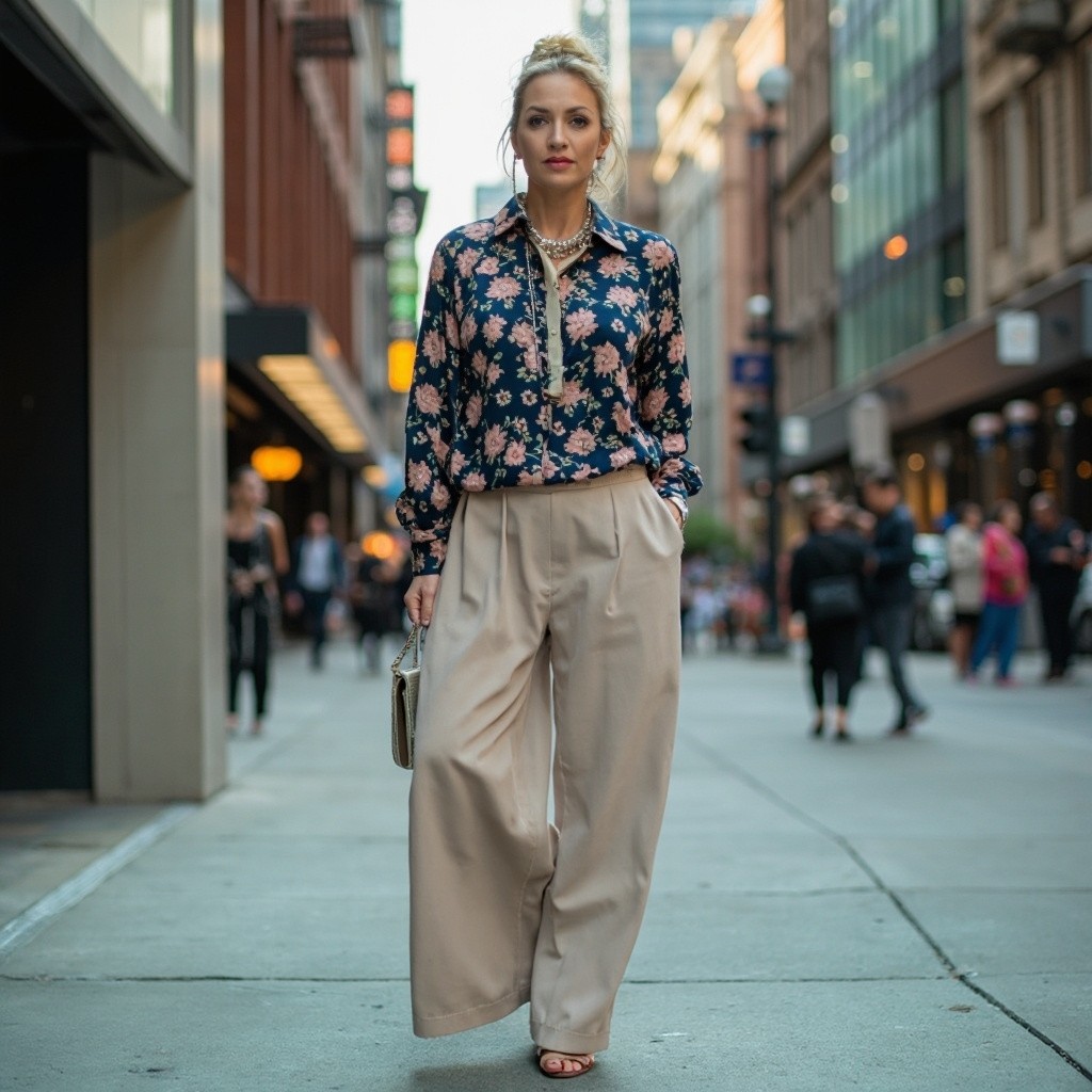 Glamorous Mature Woman in Stylish Outfit in City