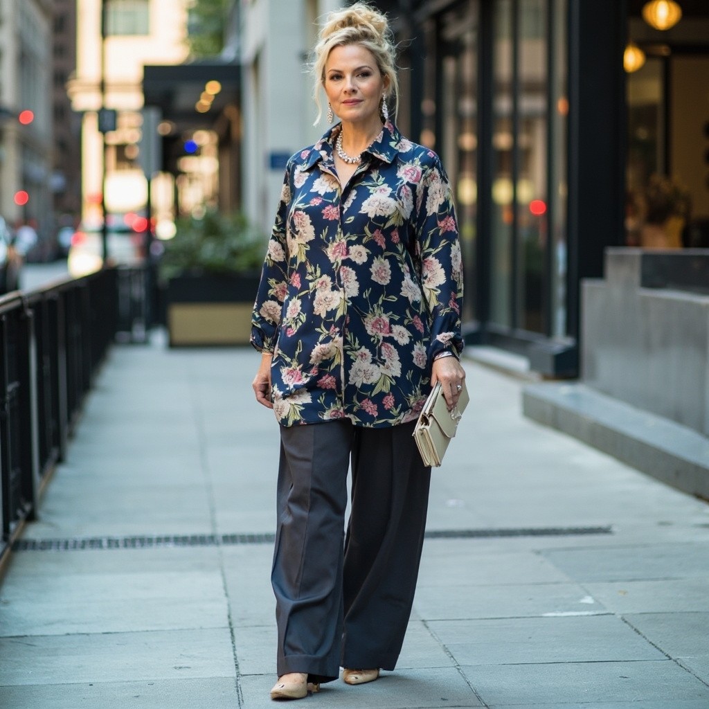 Glamorous Plus-Size Woman in Modern City Setting
