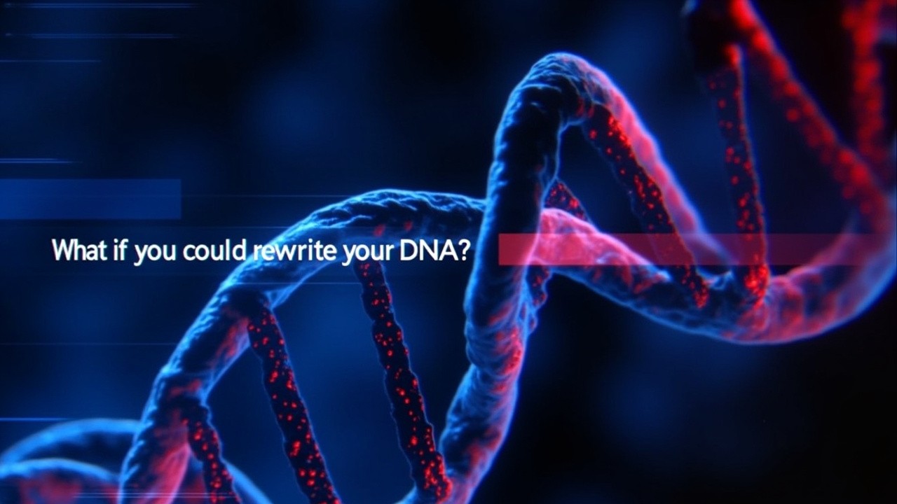 Glitched DNA Close-Up with Thought-Provoking Question