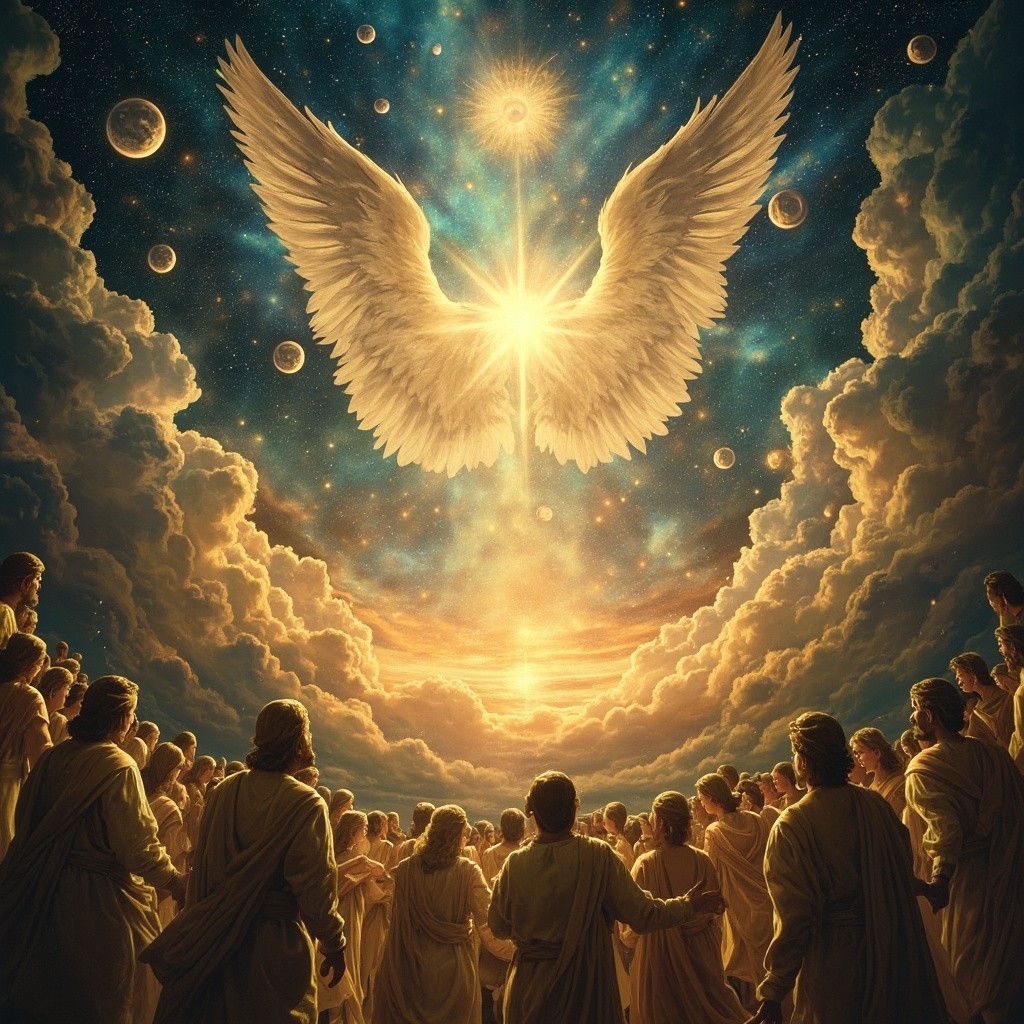 God Gathering Angels to Show Universe's Beauty