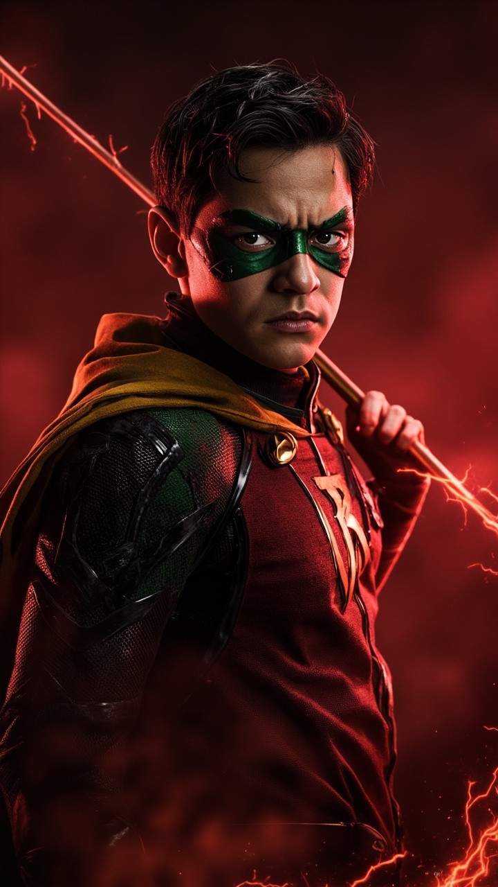 Gritty, Battle-Ready Robin in Hyperrealistic Cinematic Close-up