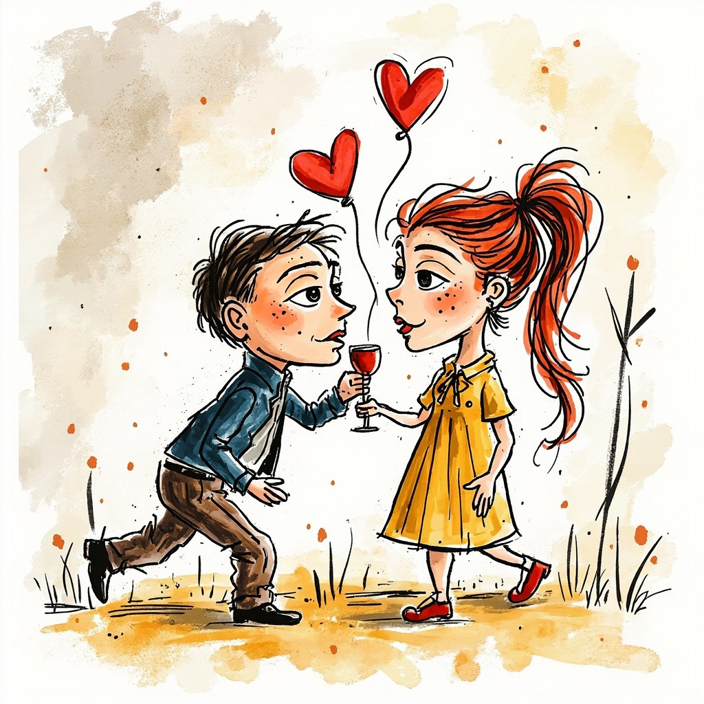 Hand-drawn Picasso Style Love Doodle