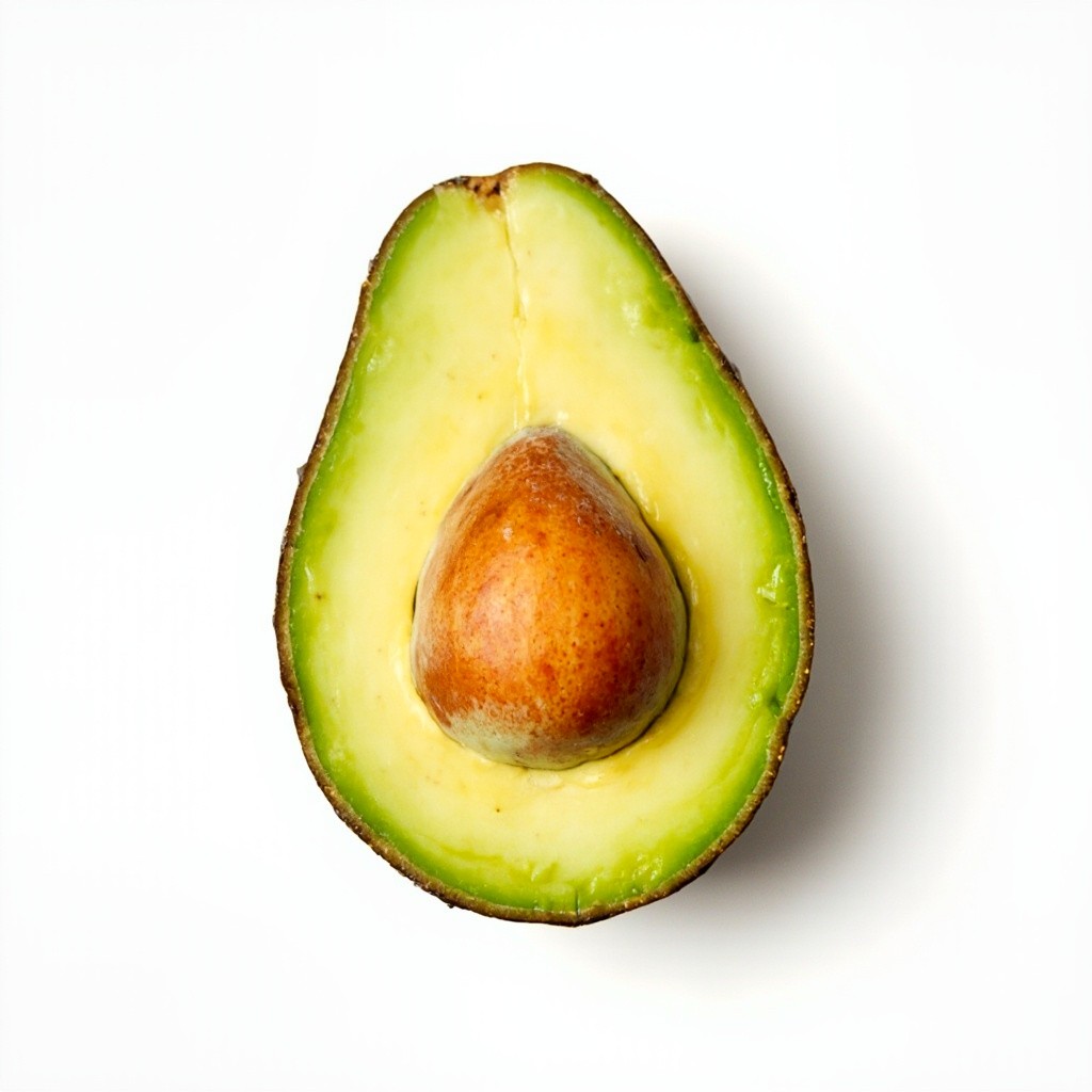 High-Resolution Halved Avocado on a White Background
