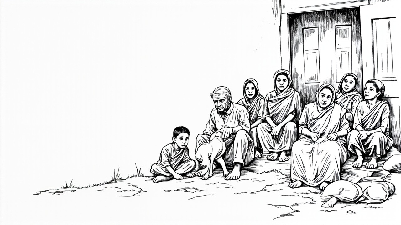 Indian Family's Joyful Gathering in Modest Home