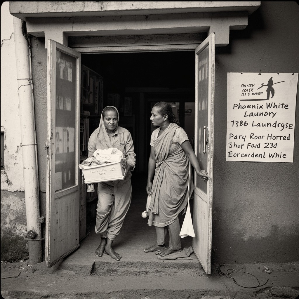 Indian Family Receiving Clothes from Phoenix White Laundry