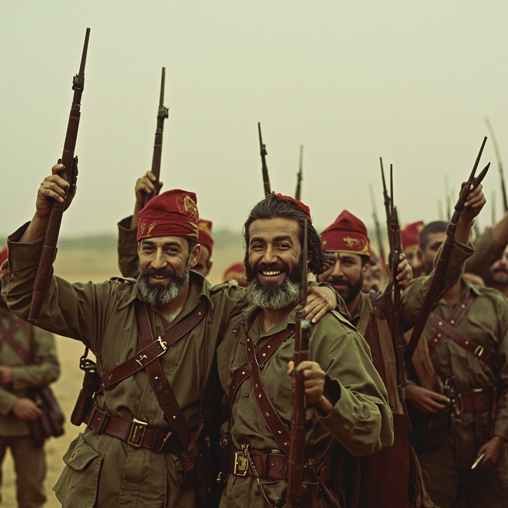 Indian Soldiers Celebrating Victory in Square Formation
