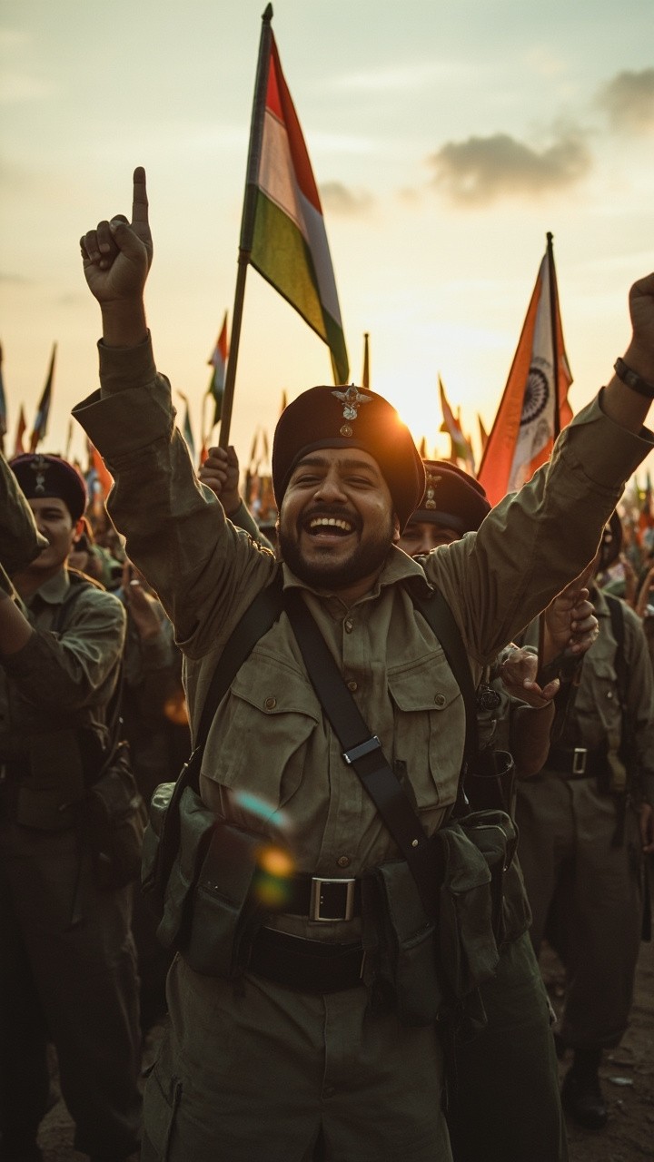 Indian Soldiers Celebrating War Victory