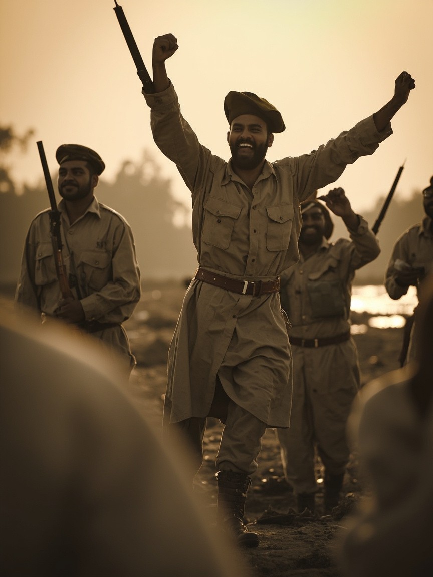 Indian Soldiers Celebrating a War Victory