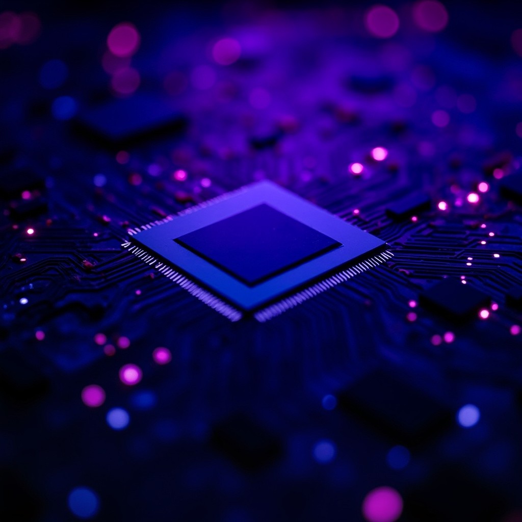 Integrated Circuit on Vibrant Blue Background