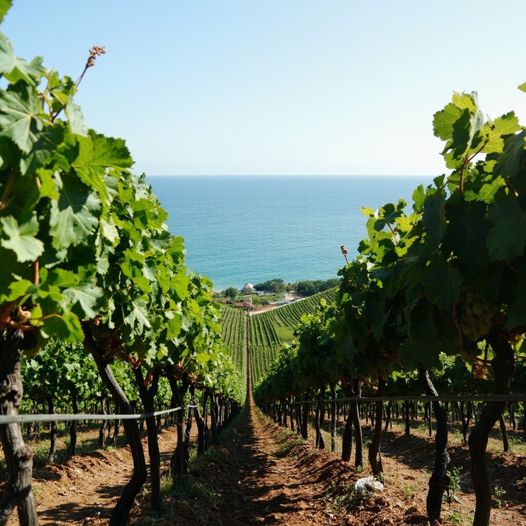 Italian Vineyard Overlooking the Sea