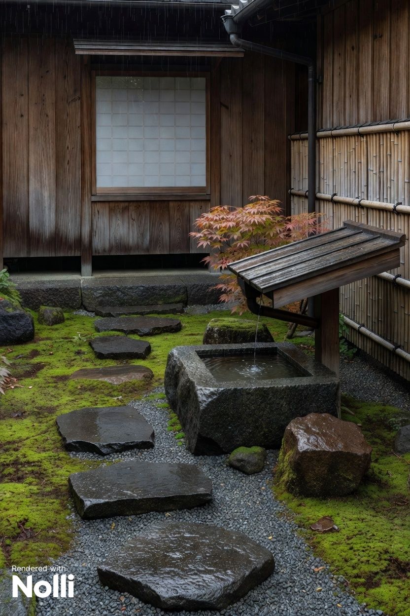Kyoto Townhouse Courtyard with Timber Lattice Facade & Stone Kyoto Townhouse Courtyard with Timber Lattice Facade & Stone