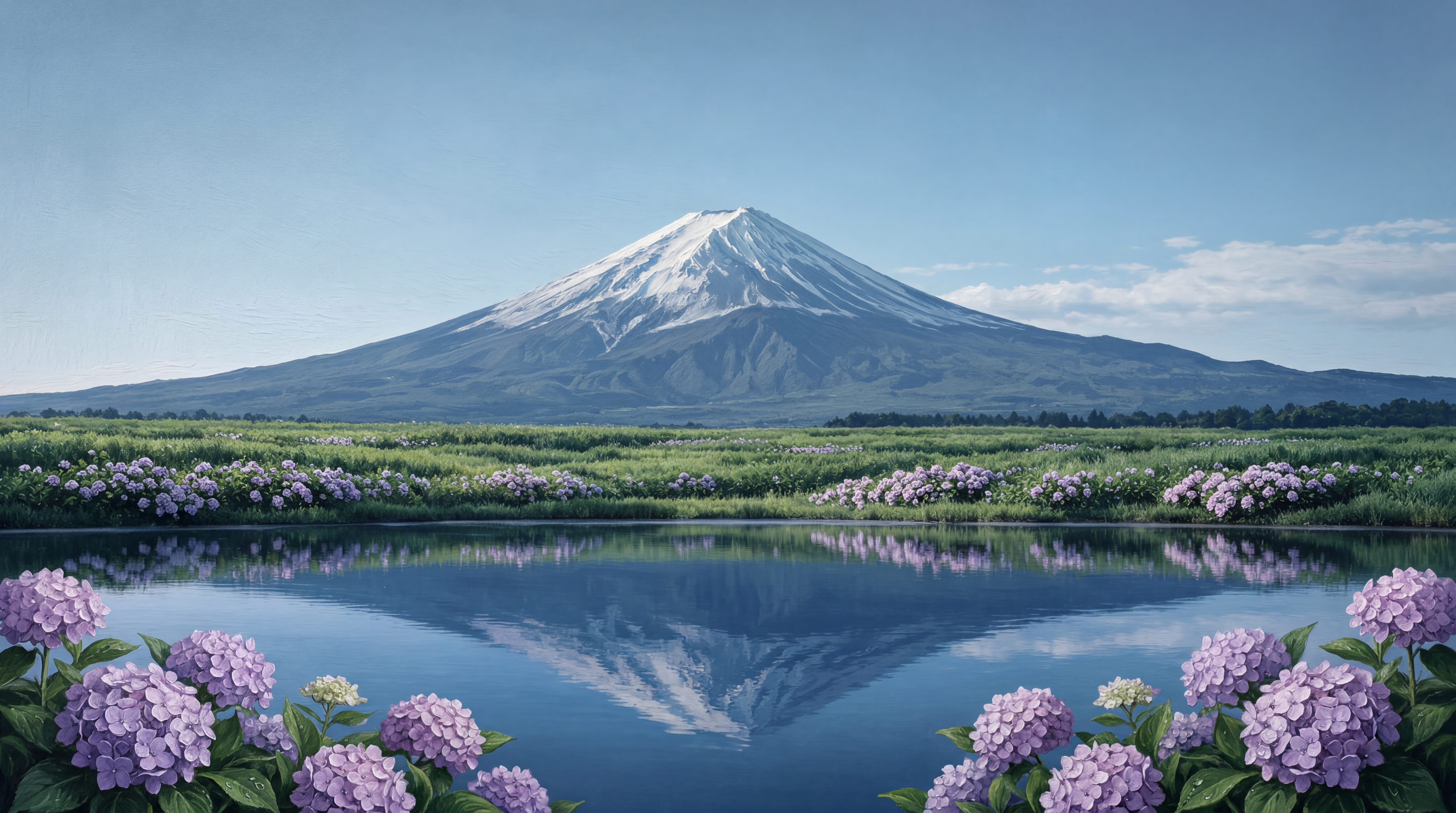 富士山景 Realistic Landscape Photography of Mount Fuji in July with
