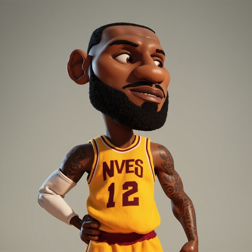LeBron James in Pixar-Style Caricature