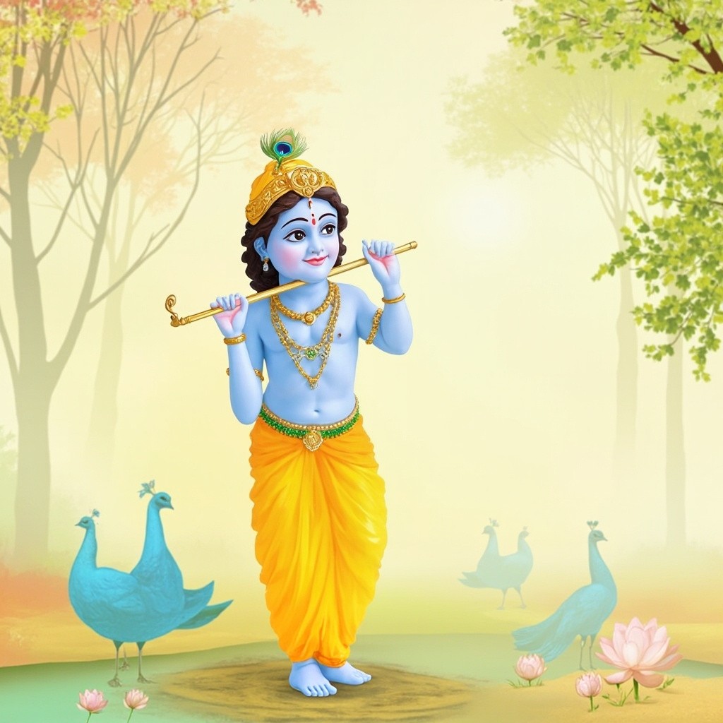 Lord Krishna's Graceful and Serene Nature Portrait
