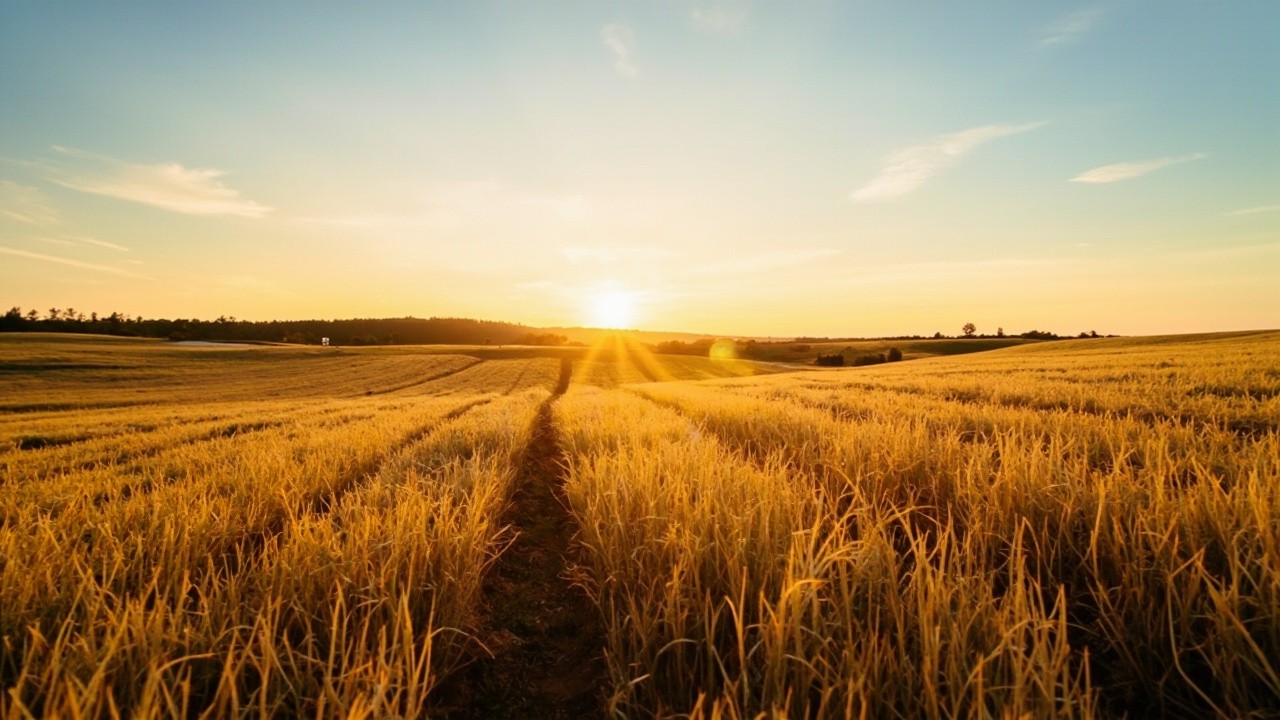 Low Angle View of a Farm Field