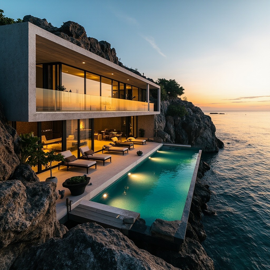 Luxurious Seaside Villa with Infinity Pool at Sunset