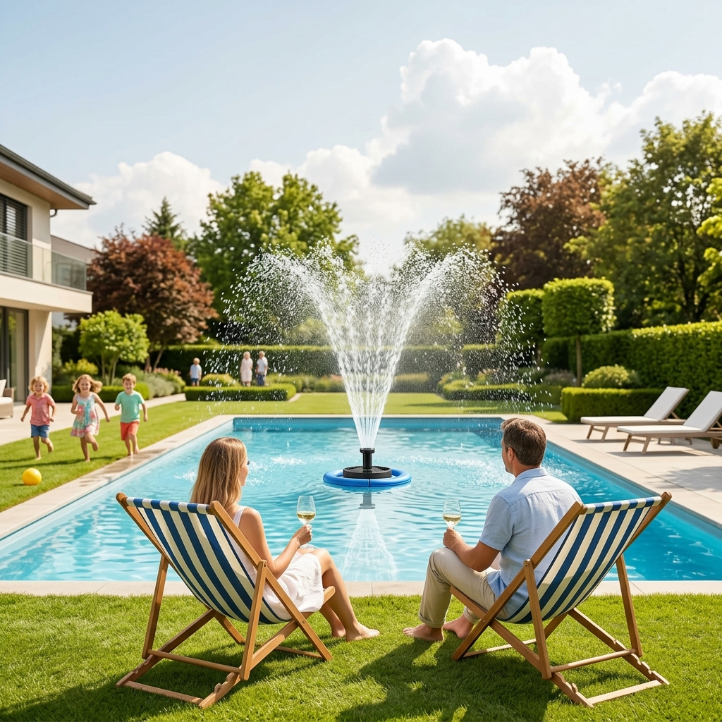 Family Relaxing by Luxury Villa Pool Family Relaxing by Luxury Villa Pool