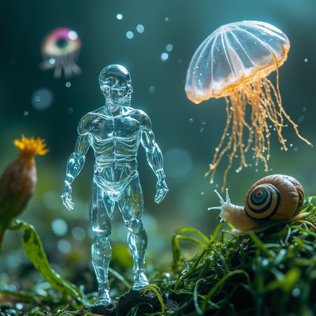 Magical Water Man Amidst Surreal Fantasy Elements