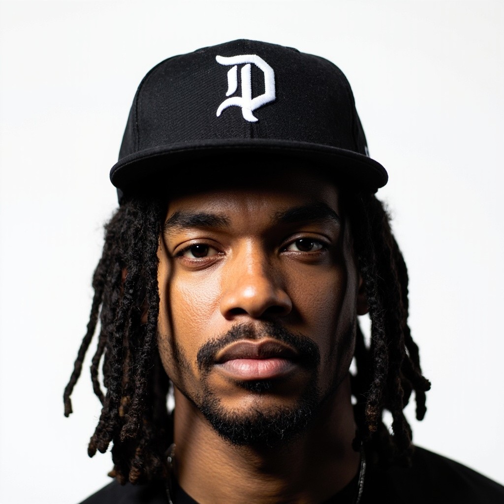 Male Model with Dreads in Baseball Cap Portrait