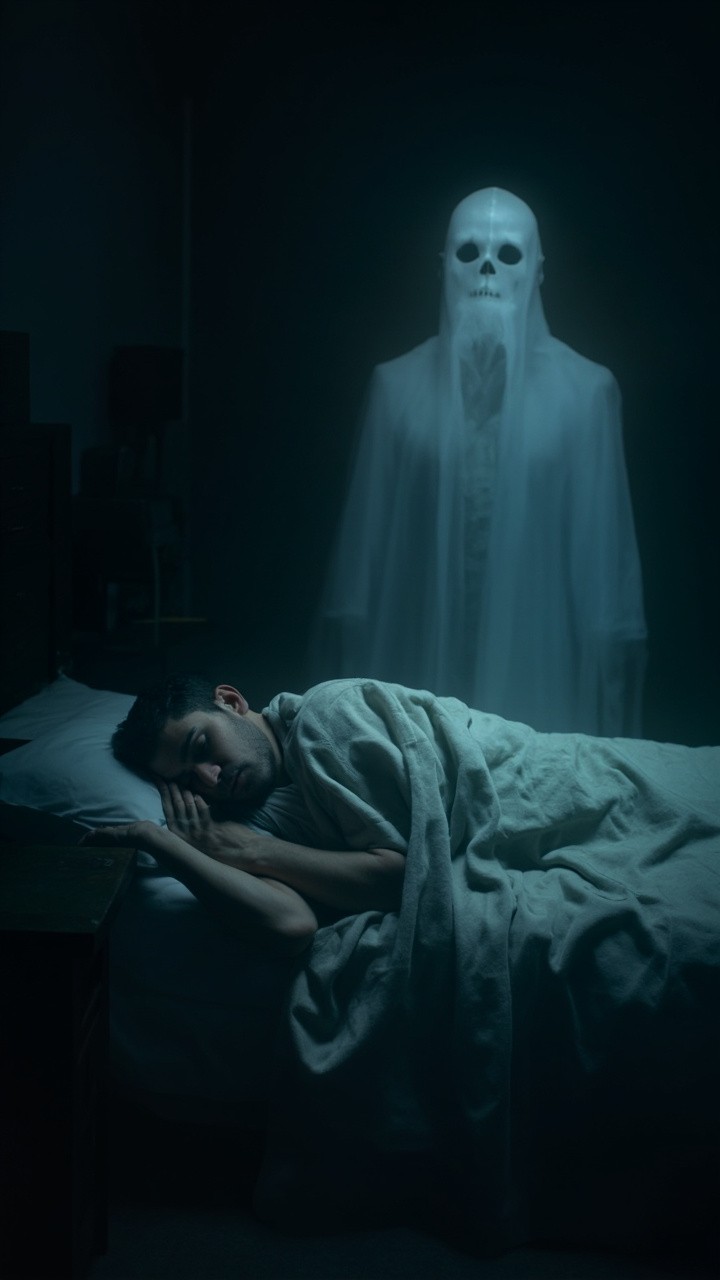 Man Asleep with His Ghost Standing Nearby