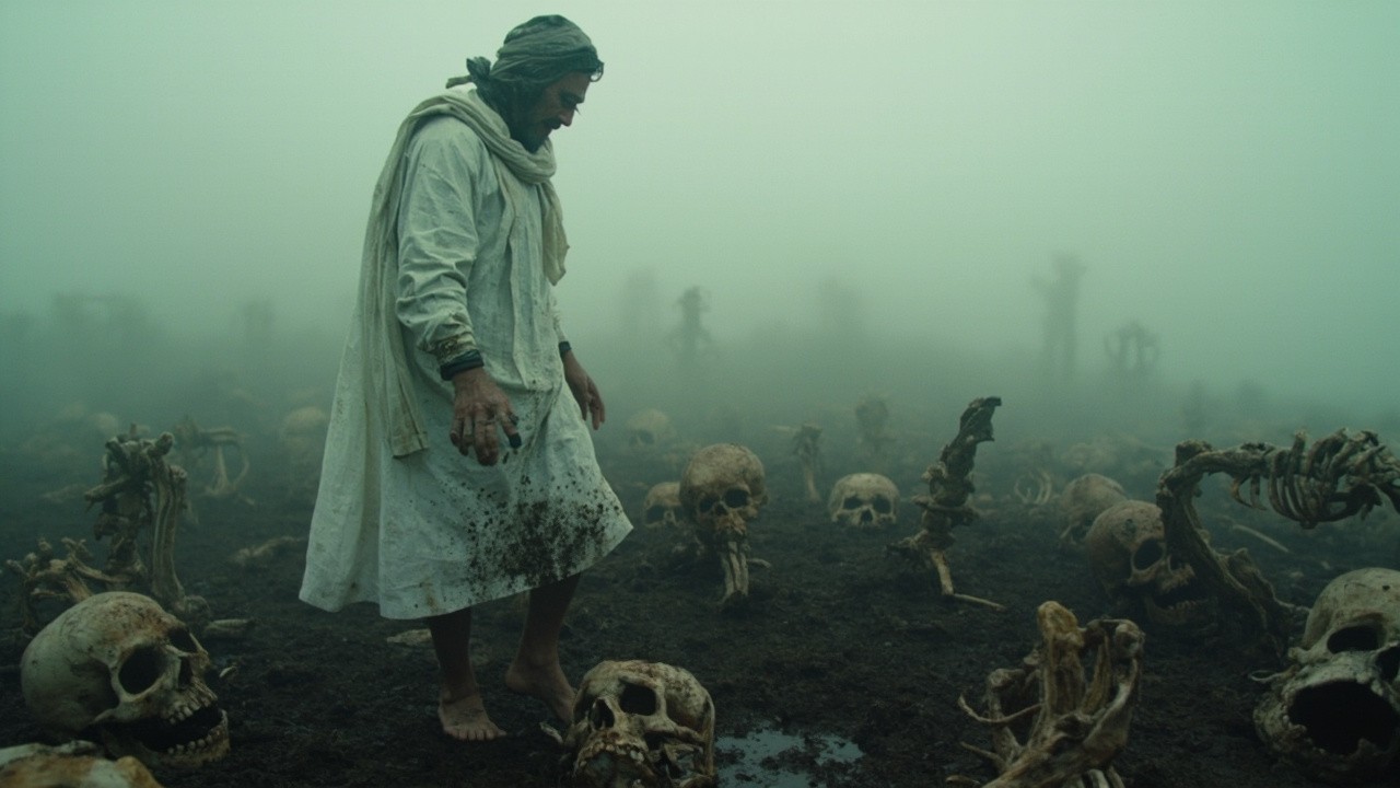 Man Confronted by Risen Dead in Bone-Field