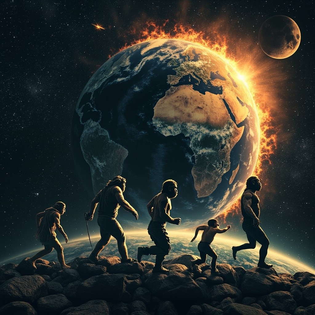 Man Evolving from Chimpanzee on Earth