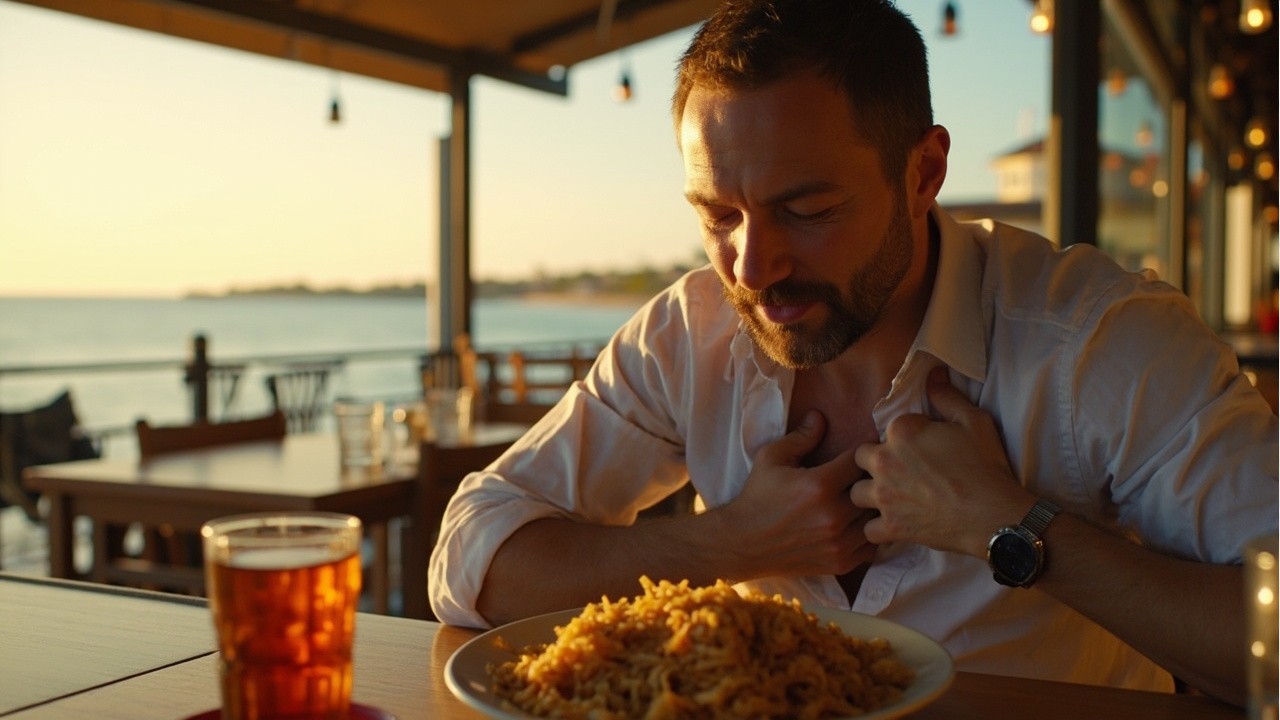 Man Overcomes Heartburn at Seaside Restaurant