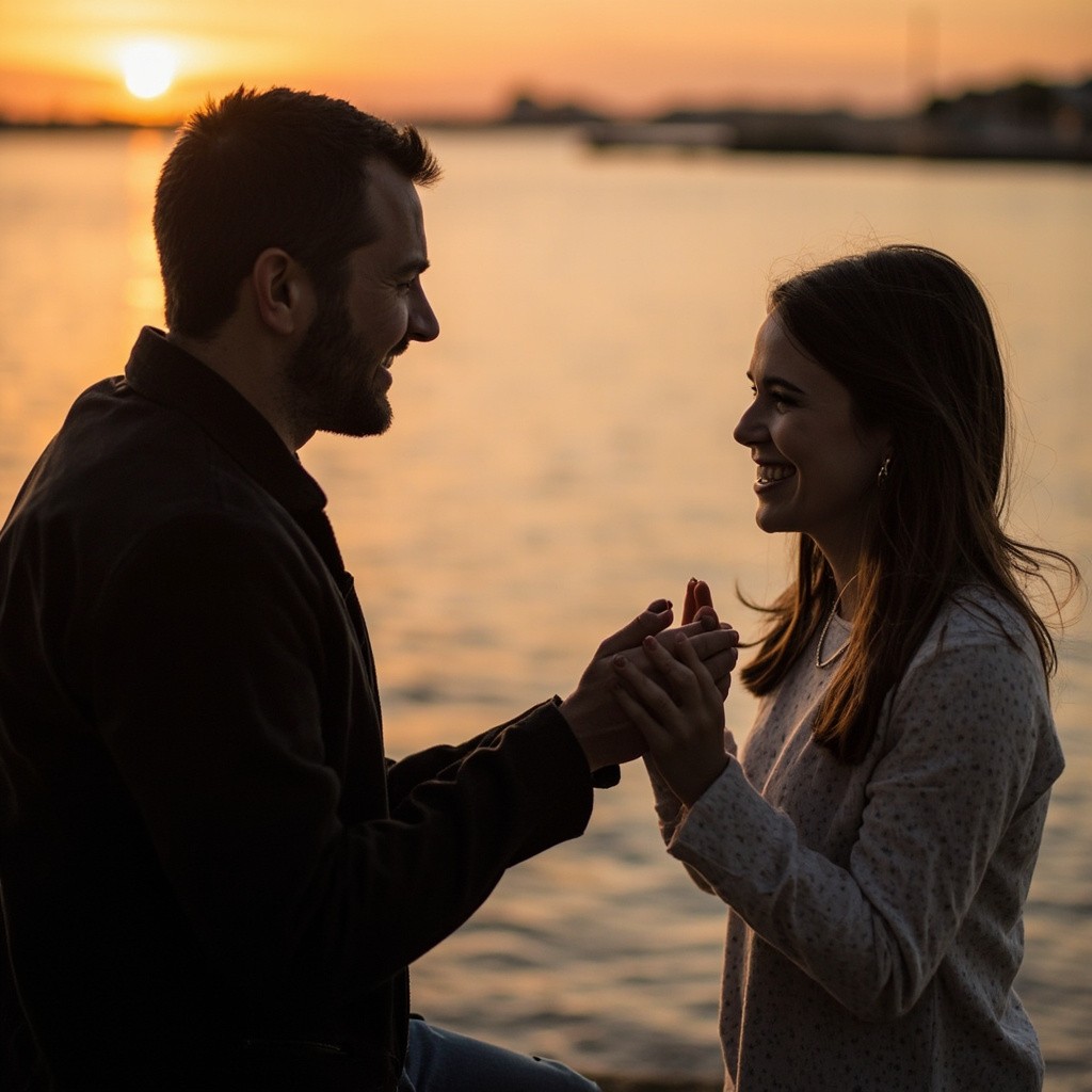 Man Proposing to Girlfriend with Engagement Ring