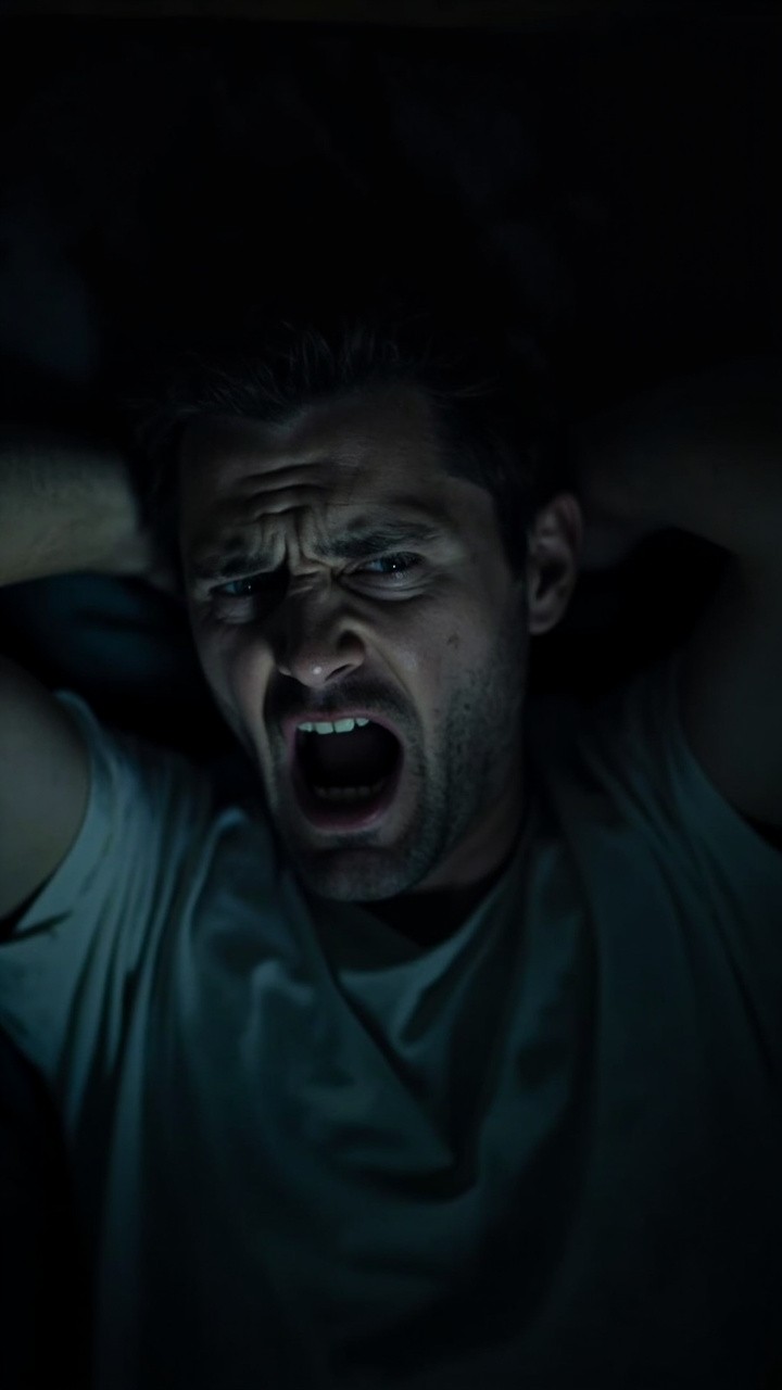 Man Wakes Up in Dark Room, Looks Panicked