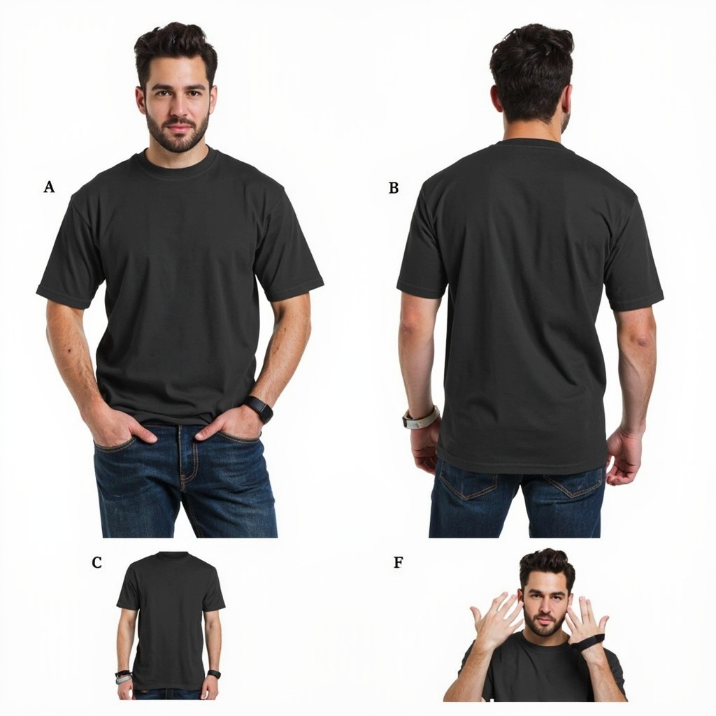 Men's T-Shirt Worn and Unworn, Separate Images