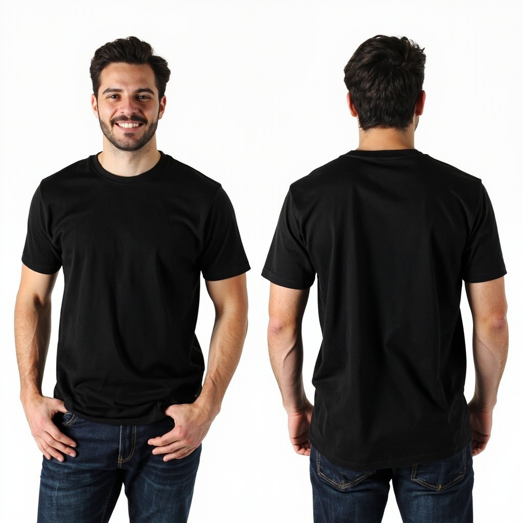 Men Wearing T-shirt - Front and Back Views