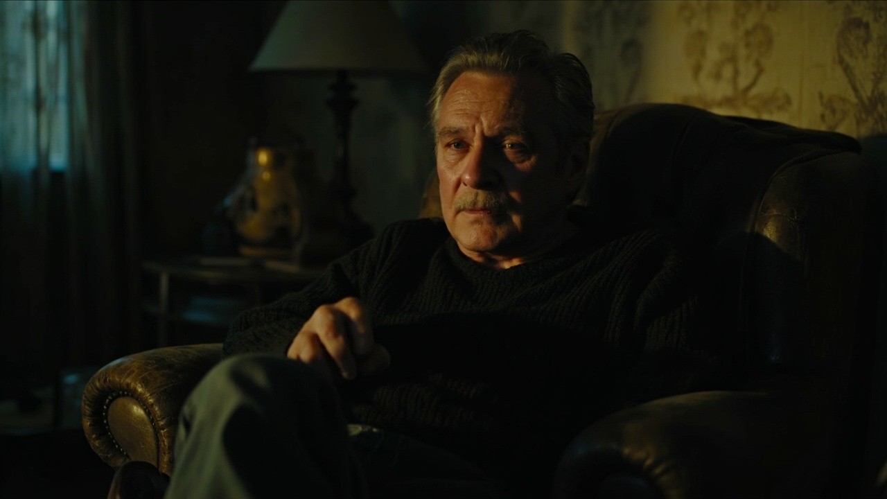 Middle-Aged Man Resting on a Worn Sofa