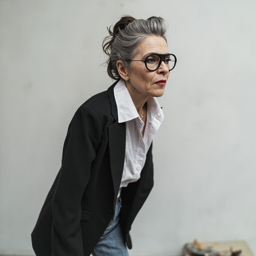 Middle-Aged Woman in Chic Casual Attire