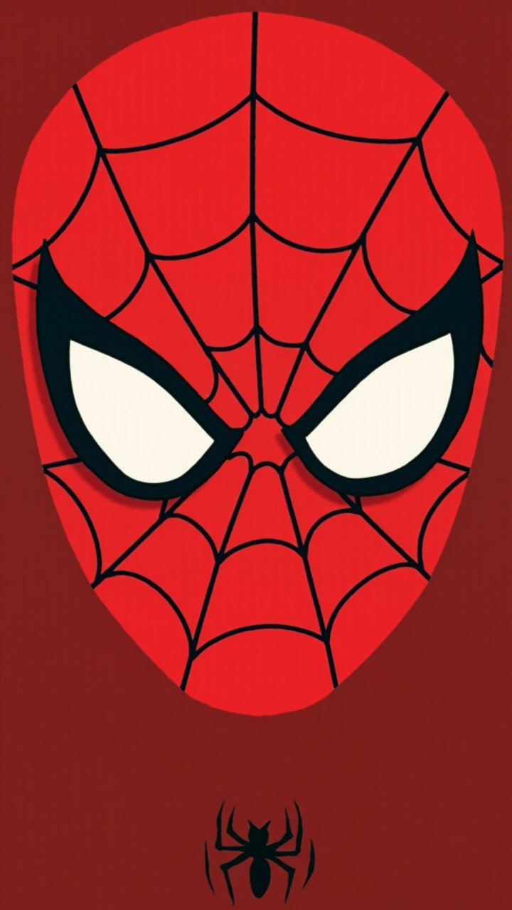 Minimalistic Spiderman Mobile Wallpaper with Flat Colors