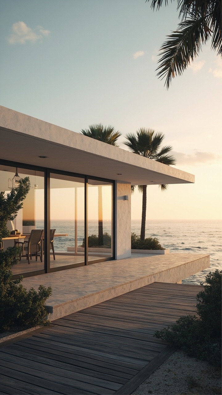 Modern Coastal House with Scenic Ocean Sunset