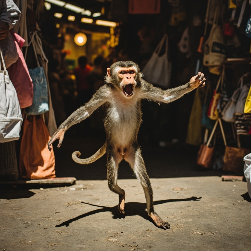 Monkey Walking in the Tiger's Den