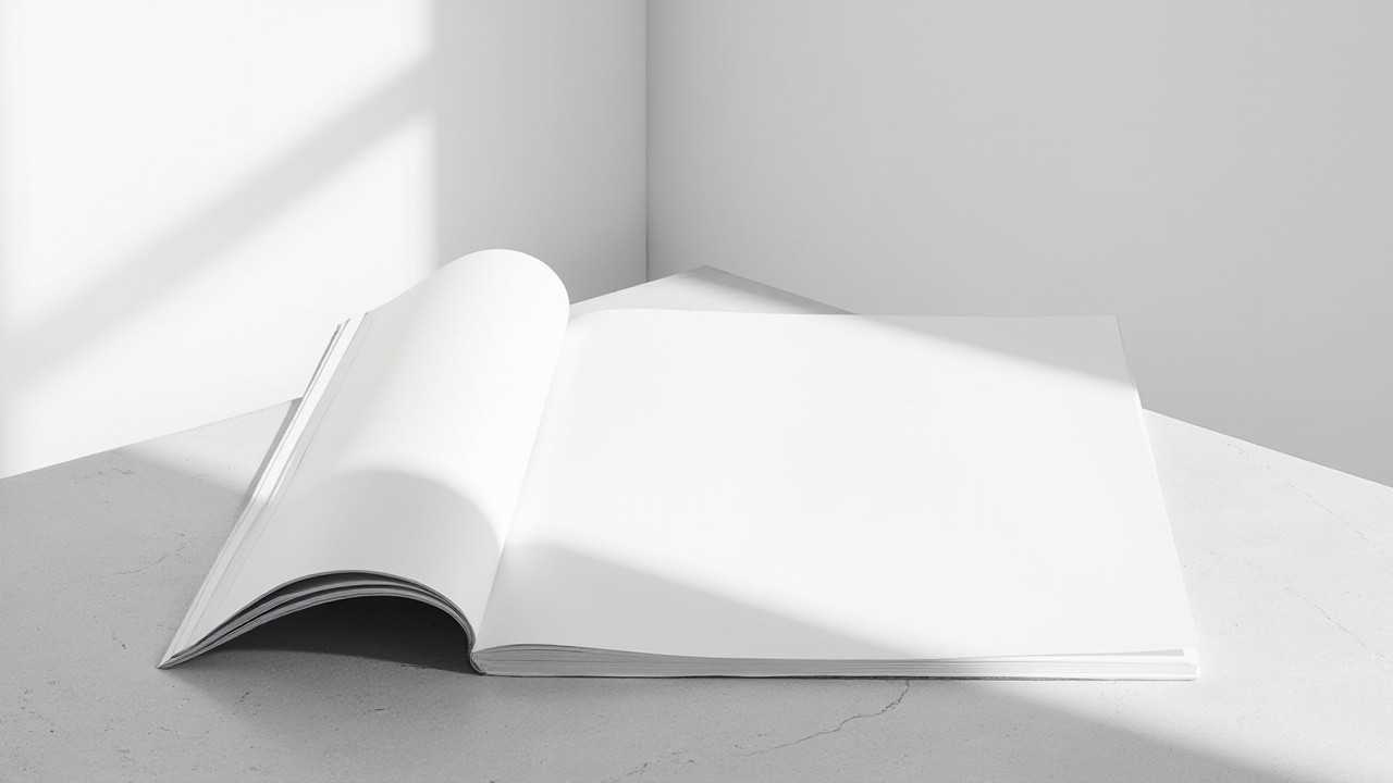 Offset Folded Magazine on Concrete Table